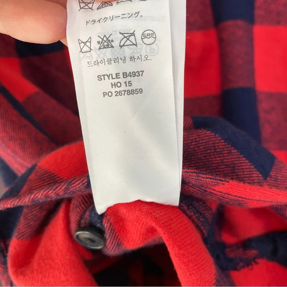 J.Crew Womens Top Sz XXS Buffalo Check Plaid Red Blue Flannel 1/2 zip B4937 * - Picture 3 of 16